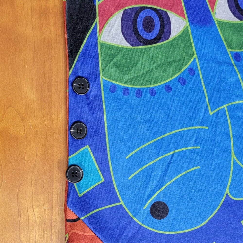 Miss Look Colorful Abstract Cat Tunic Top Button Details - S - Picture 7 of 9